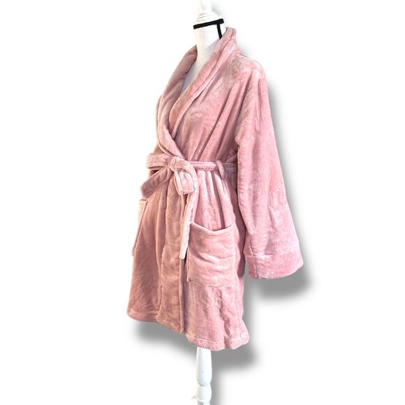 NWT Soma Plush Short Robe Size S/M Vintage Pink Belted Bathrobe Soft Cozy - Picture 6 of 12